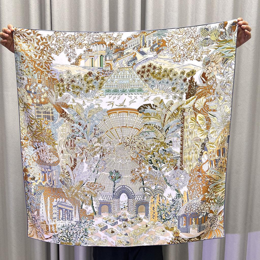 Шелковый твиловый шарф Silk Road в черно-белом французском стиле для весны/лета