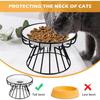 Керамическая миска для кошек с металлической подставкой, кормушка для домашних животных с защитой шеи, миска для котят и щенков, принадлежности для собак