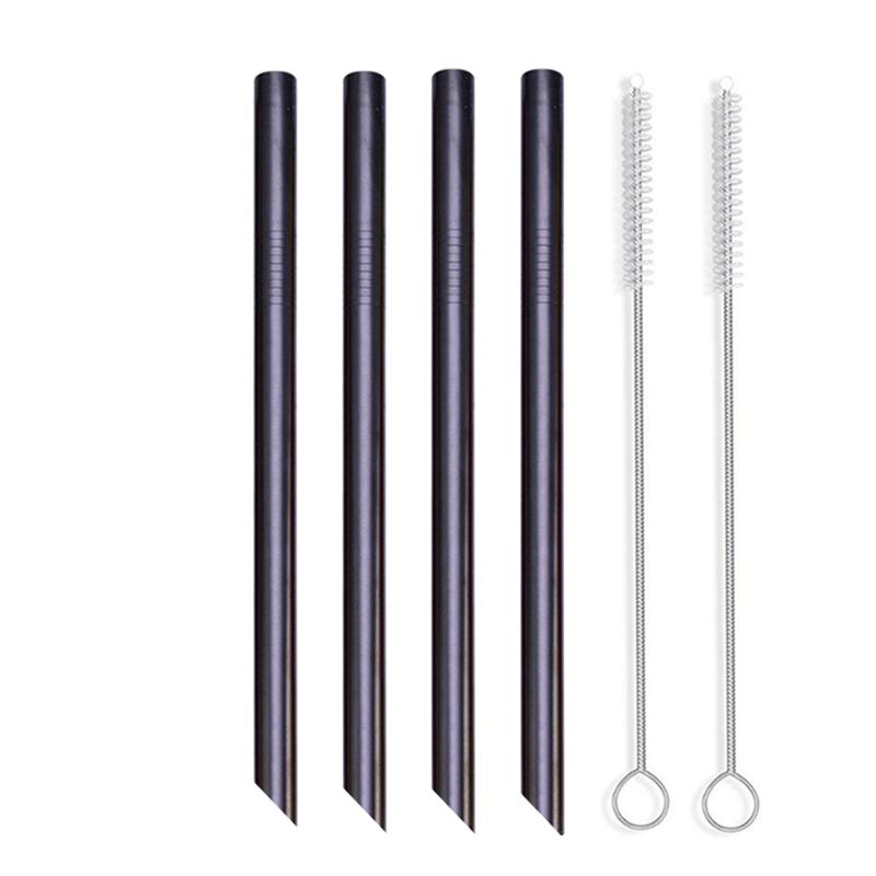 4 шт. 12 мм Металлические соломинки для питья Многоразовые Набор соломинок из нержавеющей стали 304 со щеткой Соломинка для чая с пузырьками Смузи Аксессуар для вечеринки в баре
