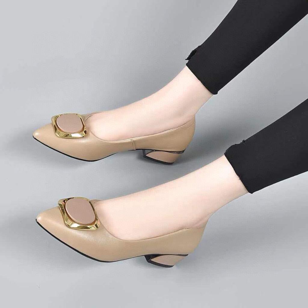 Женские туфли-лодочки на остром высоком каблуке, весенне-летние новые, с квадратной пряжкой, на одной педали, профессиональные, с открытой носочной частью, туфли-лодочки на толстом каблуке, рабочая обувь