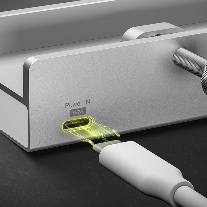 10 Гбит/с USB C USB-хаб 4 порта Алюминиевый USB 3.1 док-станция Зажим для настольного компьютера с портом дополнительного питания 5 В 2 А