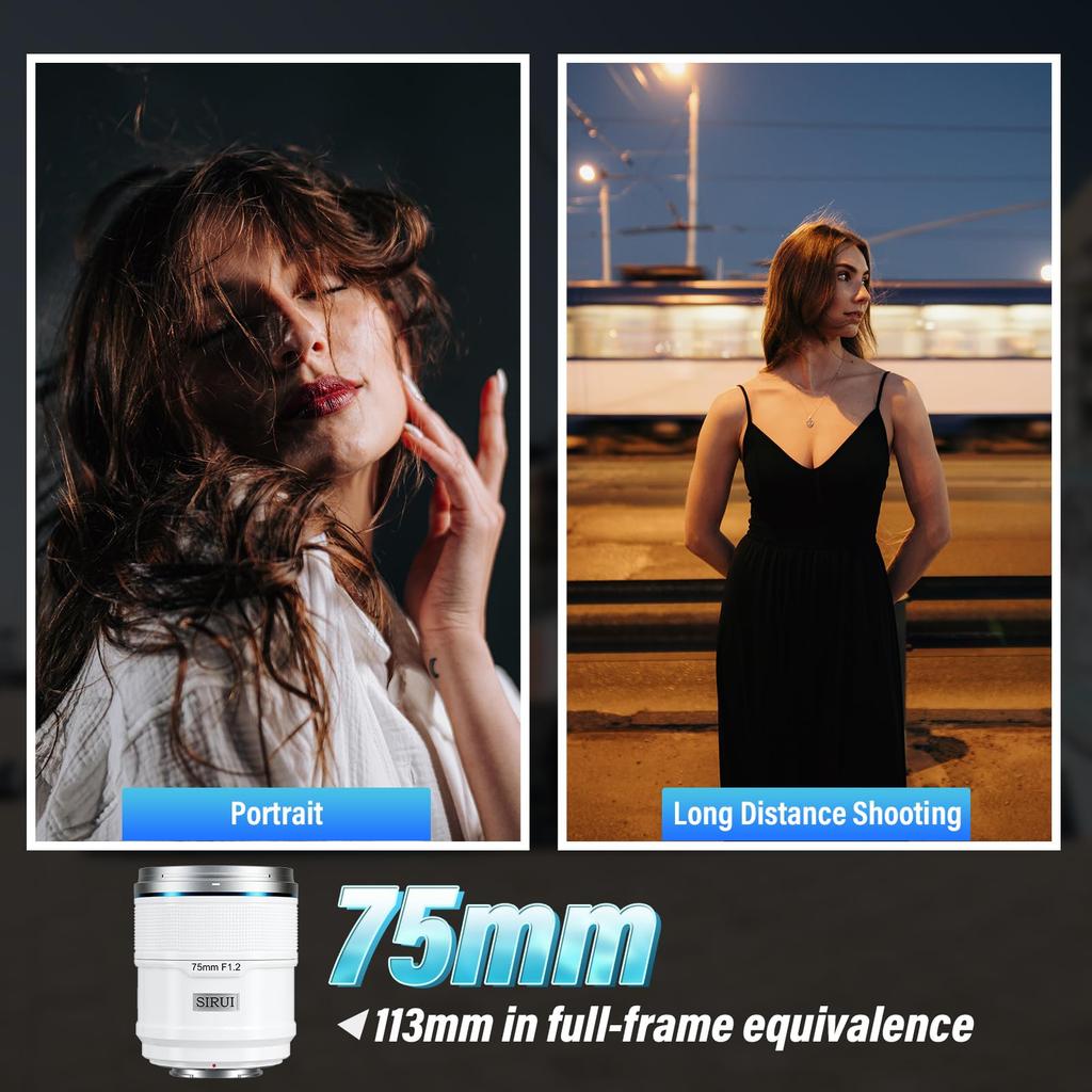 Sirui Снайперский 75мм автофокусный телеобъектив для серии A5 A6 A7 FX A9, объектив F1.2 APS-C ZV-E (Крепление E, белое)