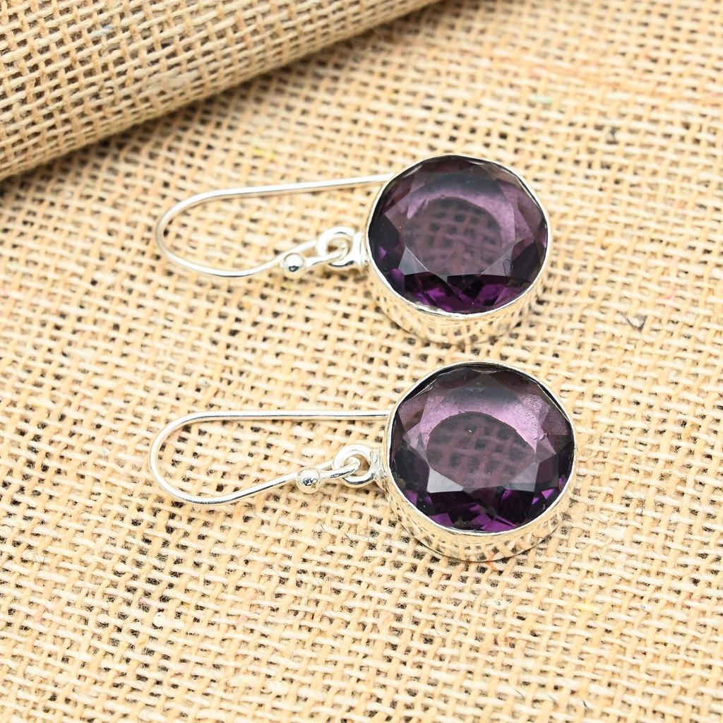 Ювелирные серьги из стерлингового серебра 925 пробы с аметистом ручной работы для свадебного подарка