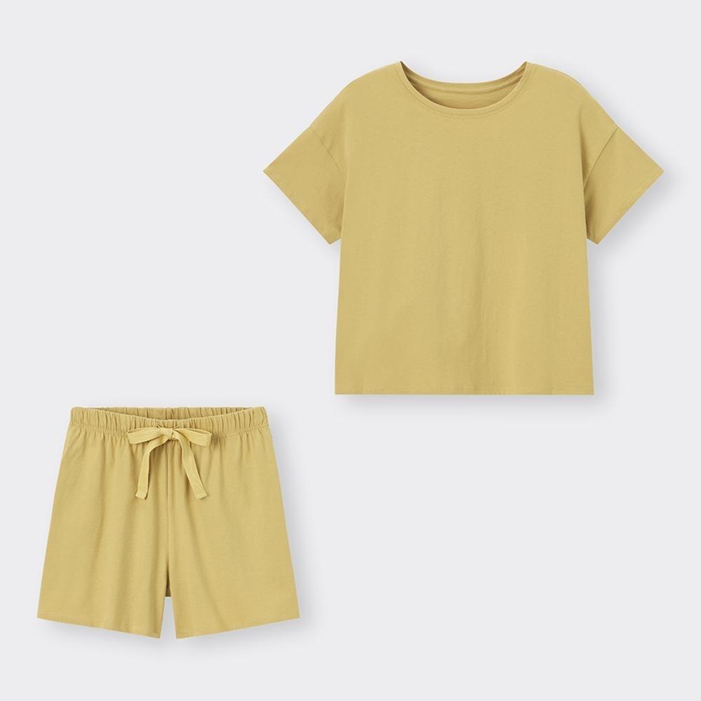 GU by Uniqlo Комплект из хлопка и цветных шорт с коротким рукавом 
