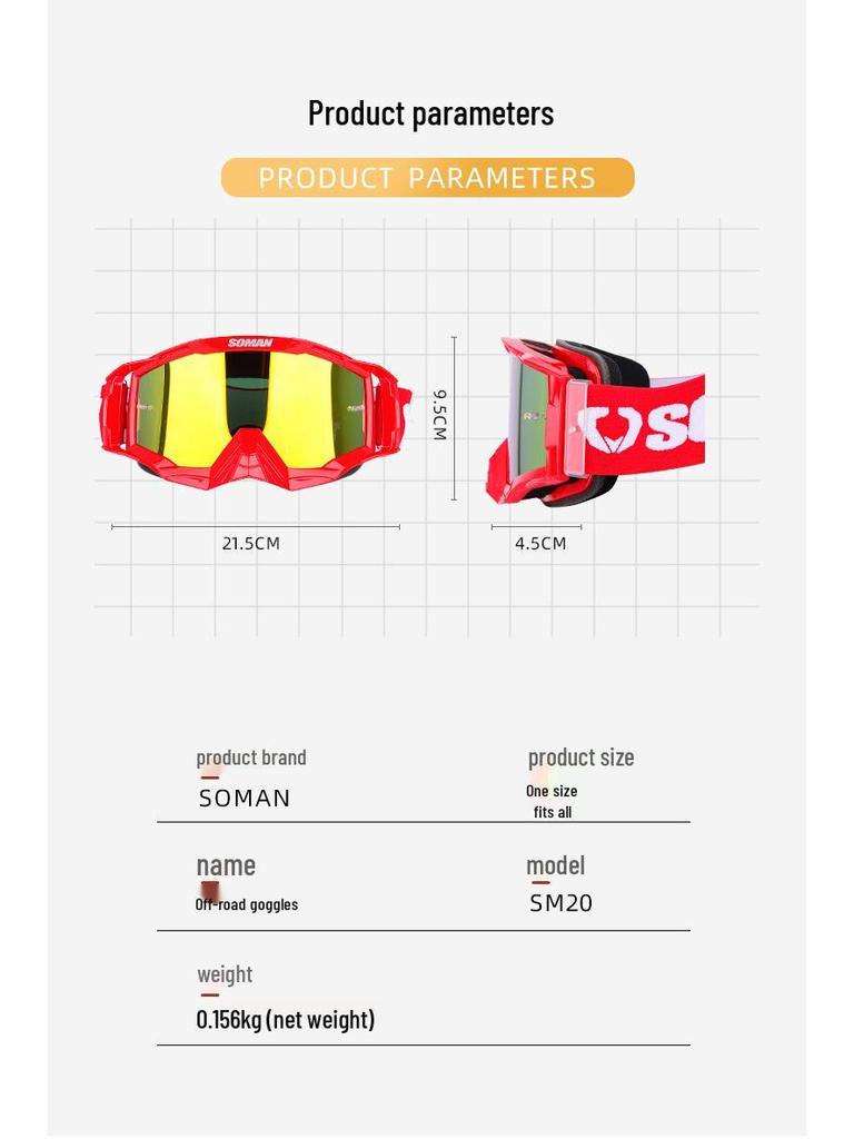 SOMAN SM20 Unisex Motorcycle & Rally Off-Road Goggles