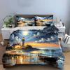 Lighthouse, boat, ocean, clouds. Bedding sets Duvet cover sets Duvet covers Pillowcases(1*Duvet Cover 2*Pillowcases without duvet insert)