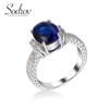 Ювелирное кольцо SODROV с синим цирконом для свадьбы и помолвки
