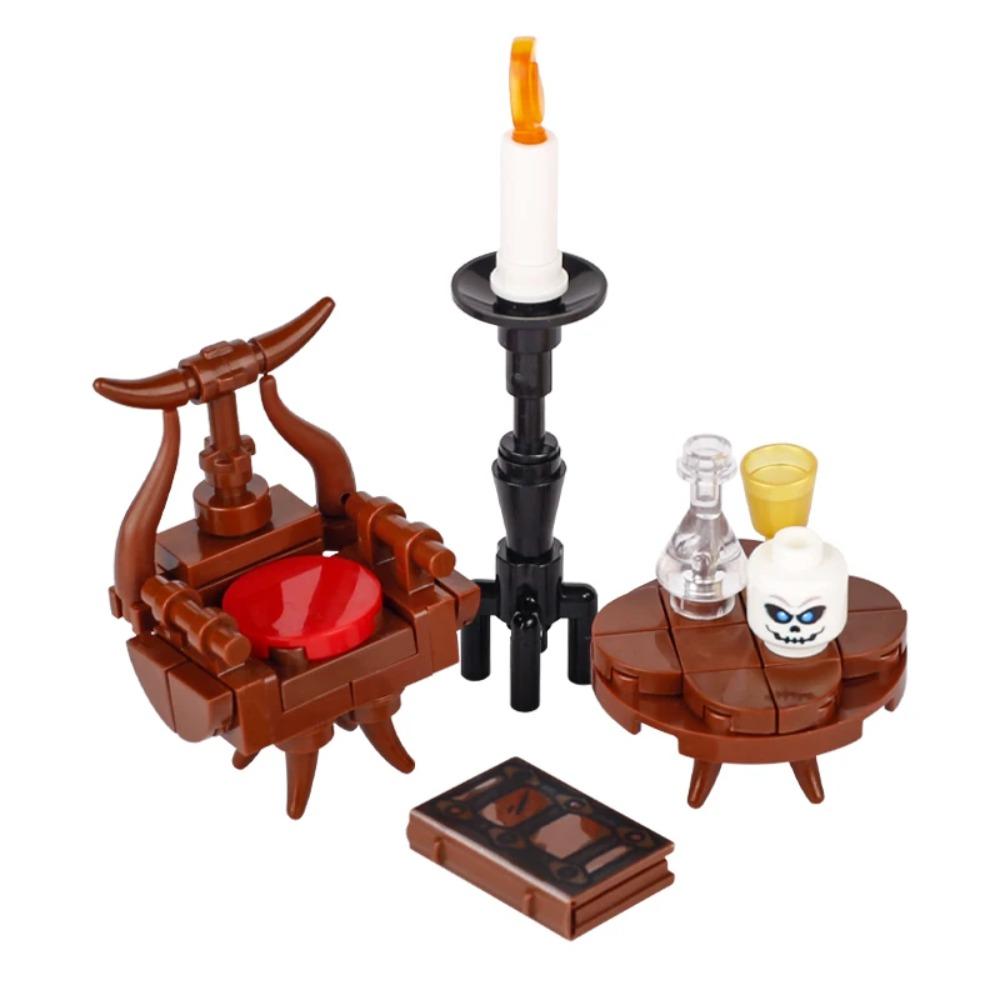 Средневековая хижина ведьмы Строительные блоки MOC Режим Бутылка с волшебным зельем Кухня ведьмы Стол для картографии Игрушки Кирпич Подарок