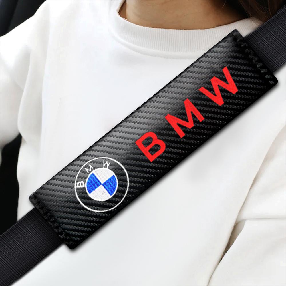 BBIQ7 Car Sticker 2pcs Car-styling Carbon fiber Car Seat belt Cover Protective Pad for BMW M power X1 X3 X5 X6 Performance M3 M5 E90
