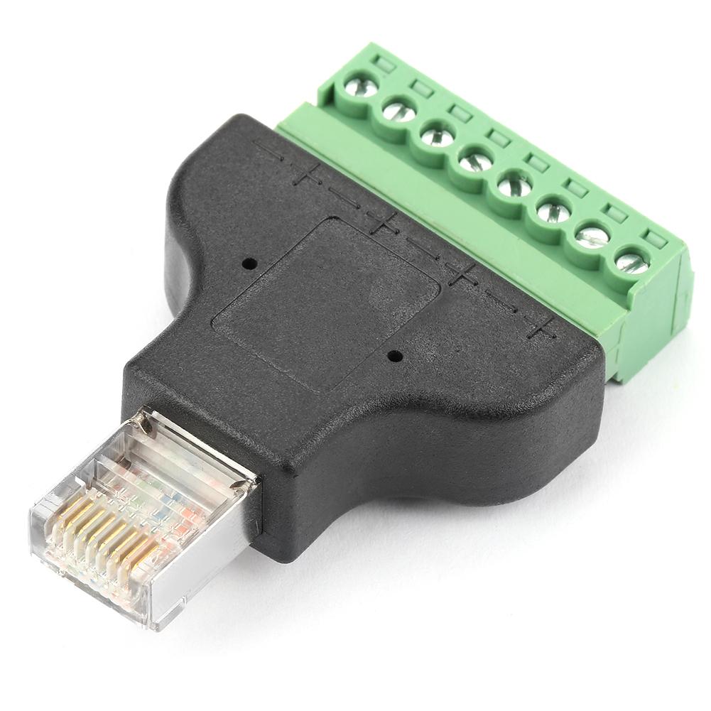 8P8C Ethernet RG-45 Male To Terminal 8 Pin Digital Adapter Connector Conversion