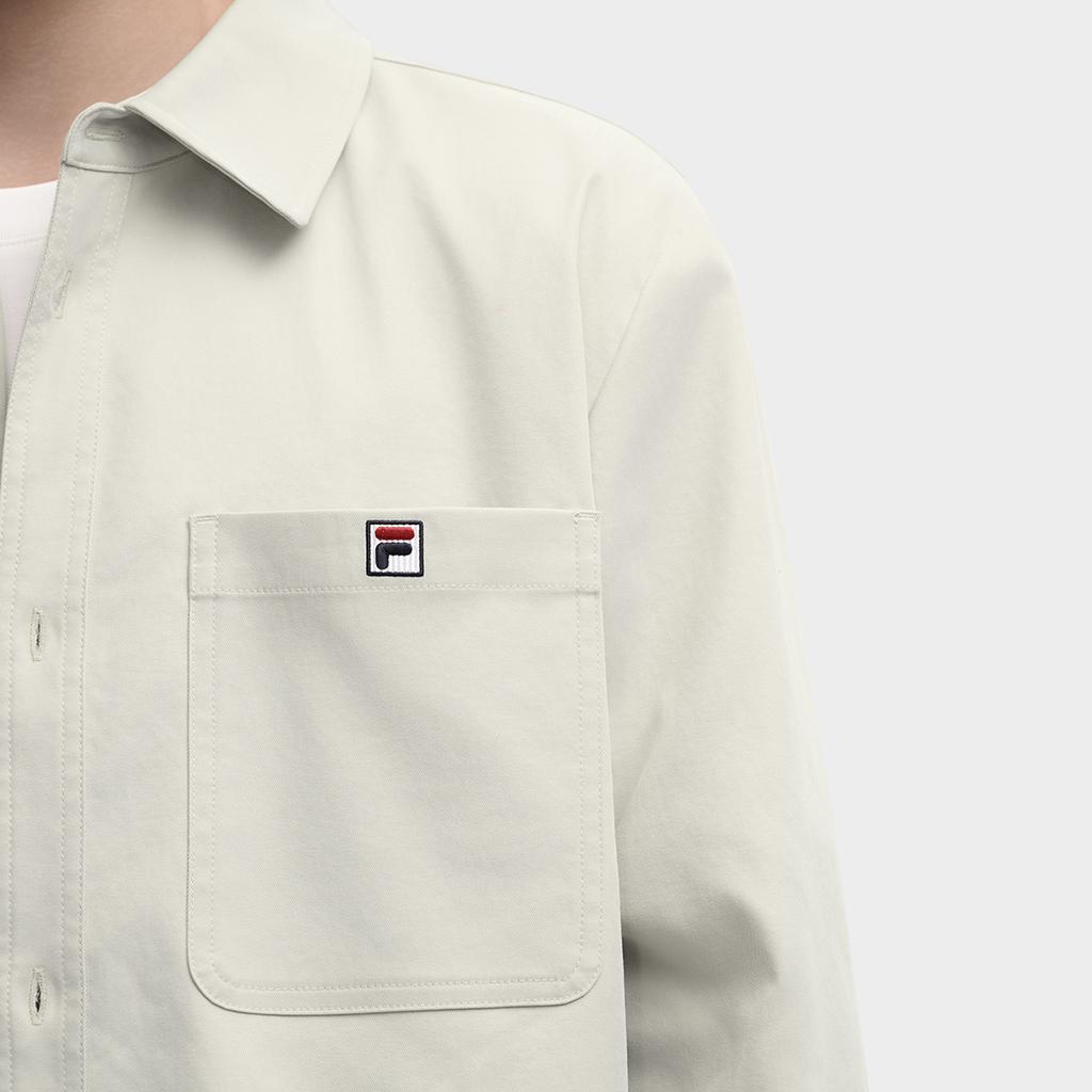 Fila Наследие Мода Простой Ретро Классический Повседневный Универсальный Удобный Тканый Рубашка с Длинным Рукавом Мужские рубашки Rock-Cloud F11M548403FLK