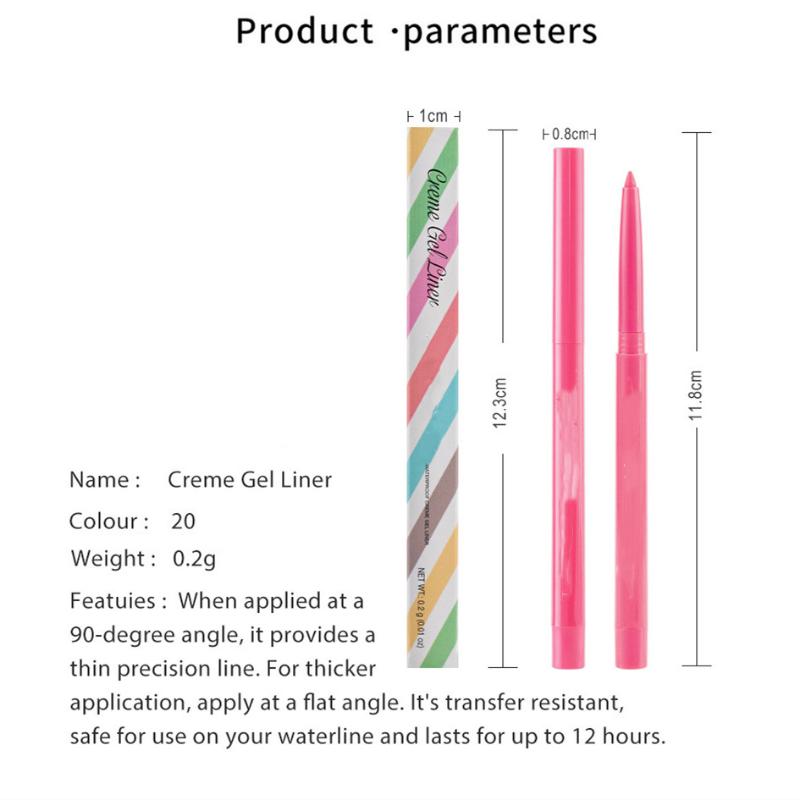 Матовая подводка для глаз, гель-карандаш, легко носить, красочная, белая, желтая, синяя подводка для глаз, крем-ручка, женская косметика для макияжа глаз, 20 вариантов цвета