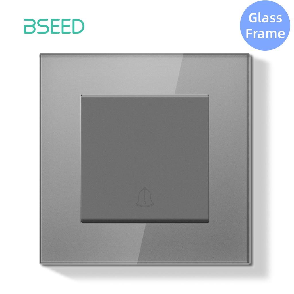 BSEED Mechanical Doorbell Switch Push Button Wall  Switch Glass/Plastic Frame EU Standard White Black Gary Gold Reset Switch