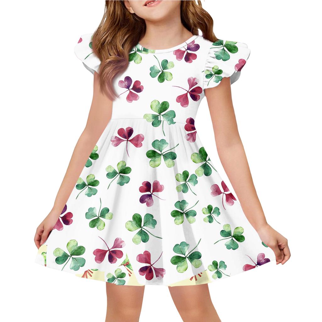 Летнее платье принцессы для девочек - А-силуэтное платье-футболка Ст. День Патрика