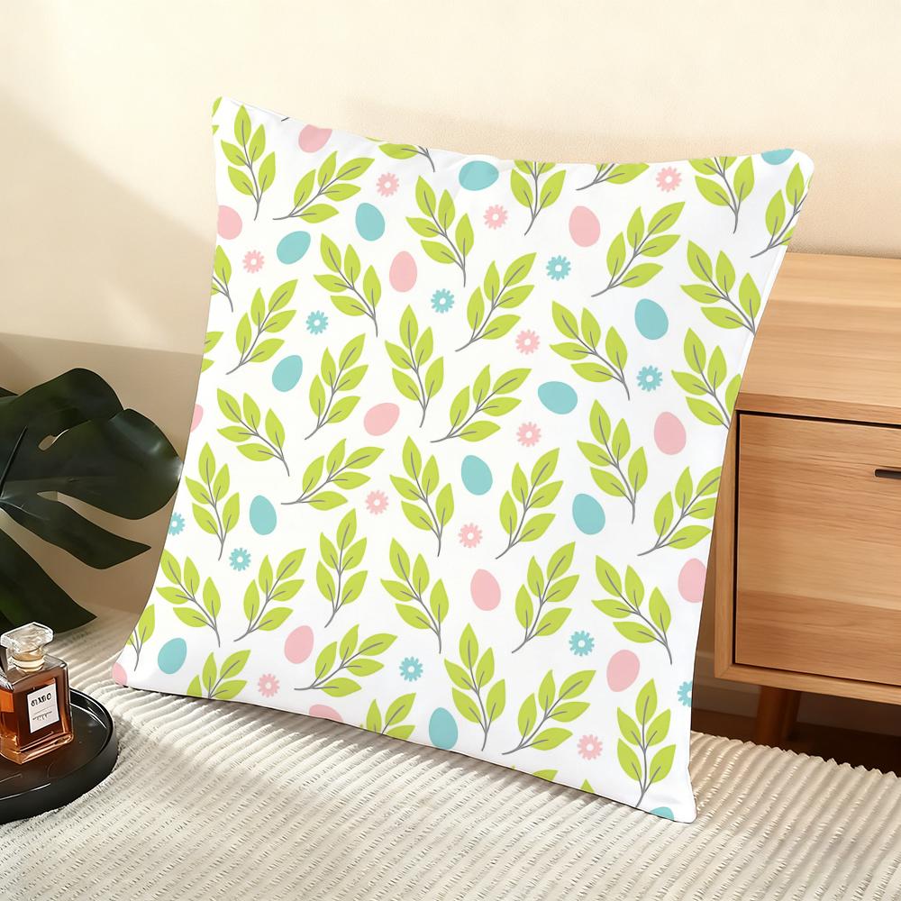 Happy Easter Cushion Cover Soft Short Plush Pillow Cover Smooth Cozy Texture Aesthetic Cushion Case Home Decor