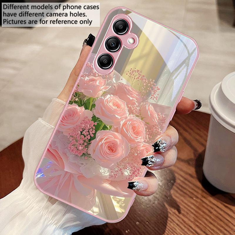 Лепестки сине-розовых роз Для Samsung A 73 72 71 A70 56 55 54 A53 52 A51 A50 42 A35 A34 33 32 31 26 25 24 23 22 30 стеклянный чехол для телефона
