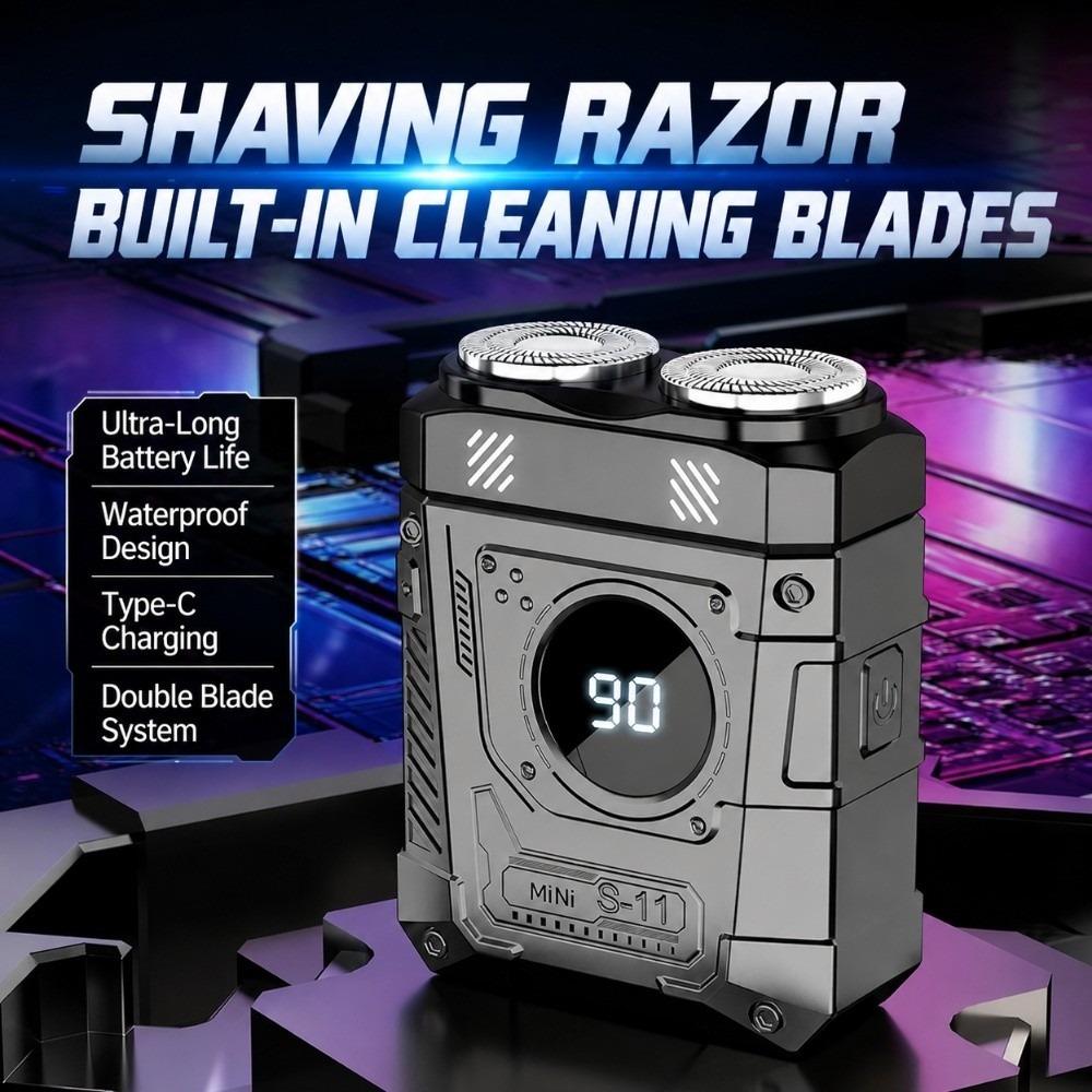 Portable Electric Shaver Waterproof Mini Shaver Mecha Punk Style Beard Razor Men