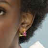 Boucles d'oreilles Luxenter Argent 925 avec zircon rose en finition or 18k - Elsoni