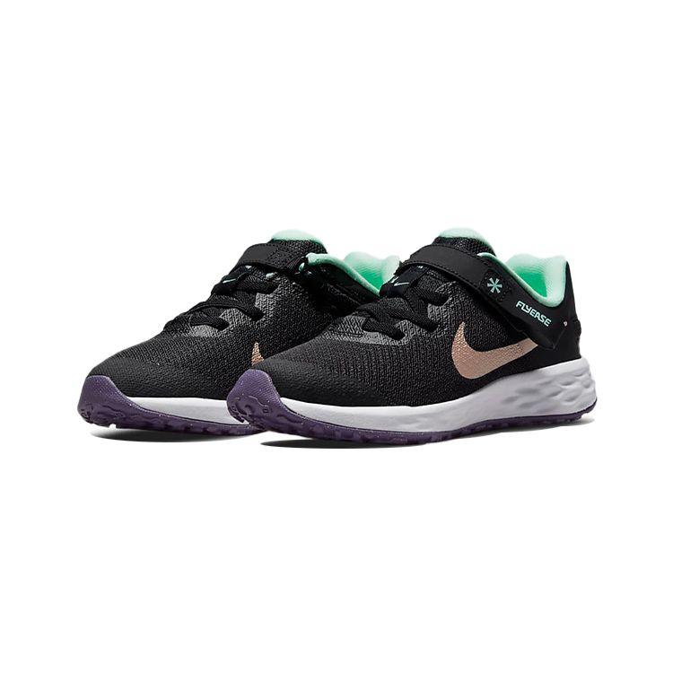 Nike Revolution 6 FlyEase PS Black Mint Foam Kids Sneakers Canyon-Purple Metallic-Red-Bronze DD1114-005