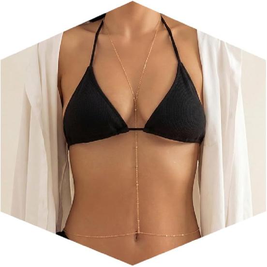 Body Chain Jewelry for Women, Layered Waist Chain for Bikinis | Sexy Body Jewelry, Adjustable Fit, Chest Belly Chain, Gold & Silver Options, Beach