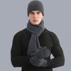 3Pcs/Set Women Winter Hat Scarf Gloves Set Solid Color Knitting Hat Long Scarf Touchscreen Gloves Set Winter Accessories