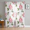 Rose Watercolor Background Sheer Curtains For Living Room Window Transparent Voile Tulle Curtain Bedroom Drapes Home Decor