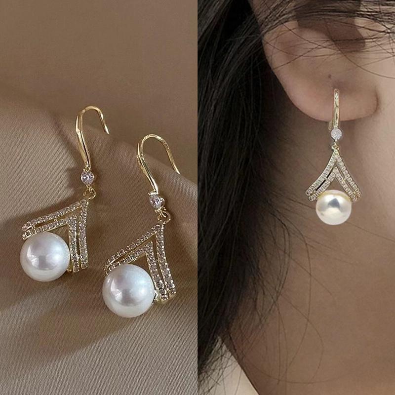 1pair Tassel Earrings Imitation Pearl Flowers Fringe Long Dangle Earrings For Women Elegant Temperament Dainty Luxury Jewelry