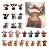 Christmas Advent Calendar 24 Pcs Highland Cow Ornaments 2D Acrylic Cute Animal Christmas Tree Decorations Xmas Countdown Gifts