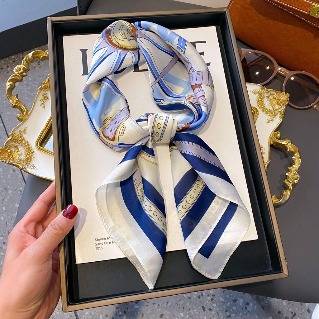 Small Silk Scarf Women'S Versatile High-End Decorative Square Scarf Professional Small Scarf Simulation Silk Korean Version Streamer Bag