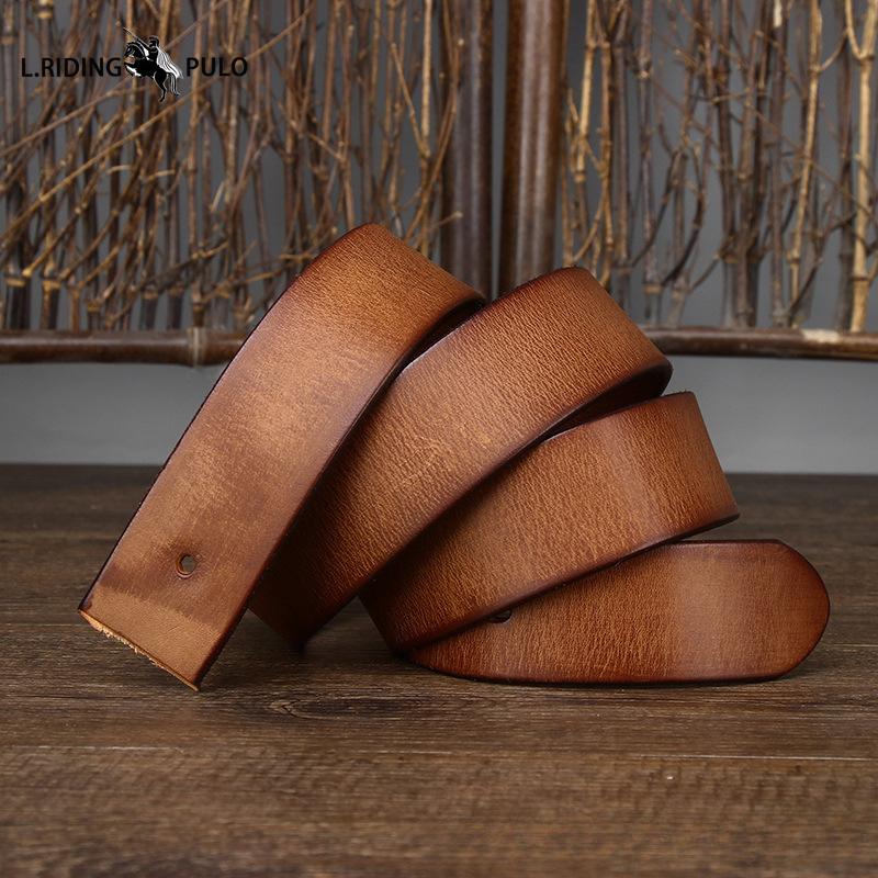 Кожаный ремень без пряжки для мужчин, Пряжка-штифт из натуральной кожи, Верхний слой из чистой коровьей кожи, Ретро матовая модная полоска для ремня