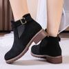 Autumn and Winter Footwear Plus Size Thick Bottom Short Tube Thick Heel Retro Round Head Belt Buckle Women's Boots Women's Shoes
