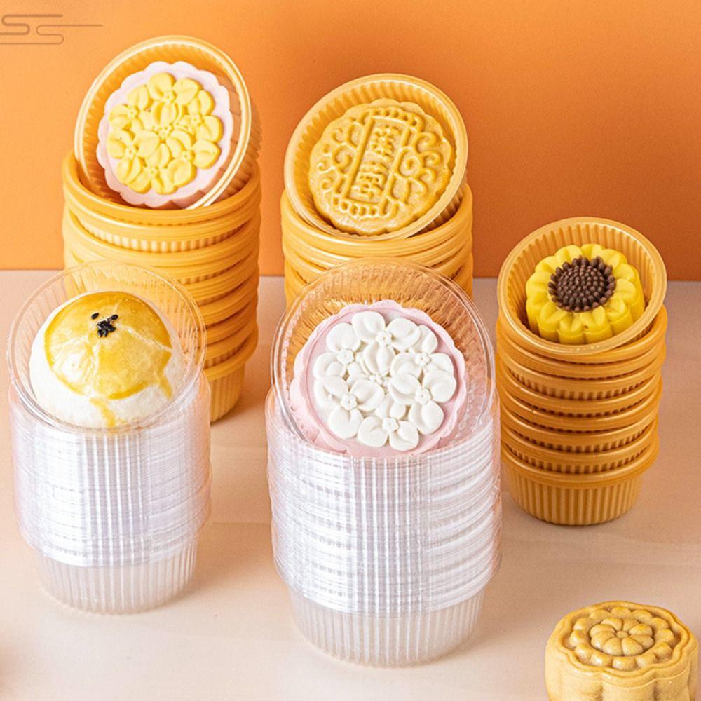 100pcs Plastic Mooncake Inner Tray Round Moon Cake Holder  Mid-Autumn Festival