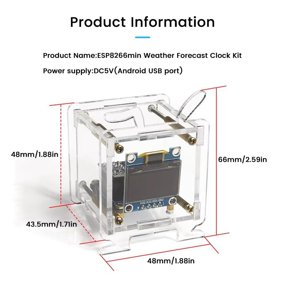 0.96 Inch OLED Display Digital Clock Kit Multifunctional Weather Clock  Fun DIY Project