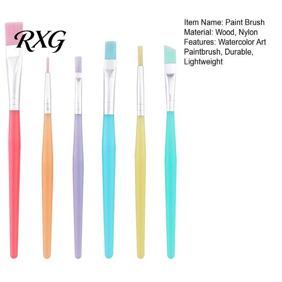 Craft Painting Tools 6PCS Paint Brush, with Candy Colored Design, Flexible Nylon Detailing Brushes Bristles for Watercolor Acrylic Oil