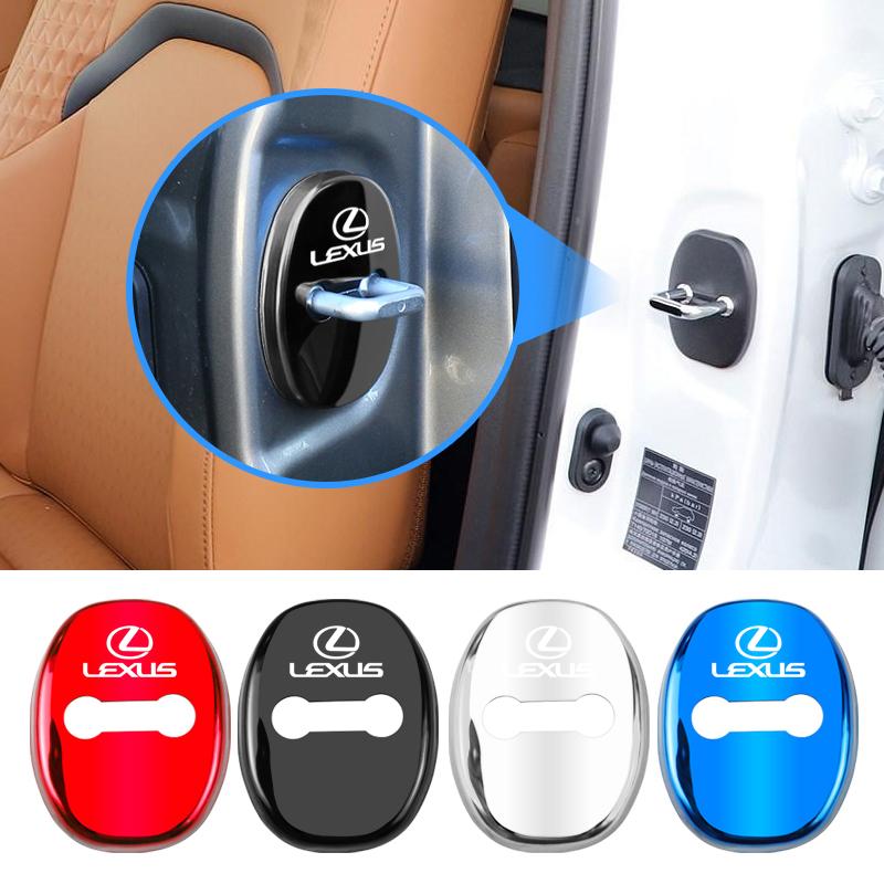4Pcs Car Door Lock Covers Car Accessories For Lexus RX330 IS250 Ct200h ES300h RX350 Metal Rust Proof Decoration Cover StickersNC0