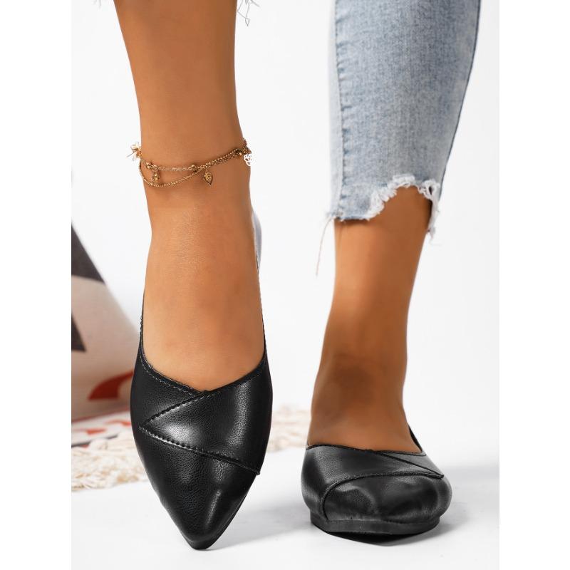 Женская обувь 2024, уличная женская обувь без шнуровки на плоской подошве, офисная повседневная обувь на плоской подошве, женская обувь больших размеров с острым носком и мелкой мягкой подошвой