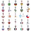 Europe SS925 Silver Britain Spain Brazilian Dominia National Flag Dangle Bead Pendat Fit Original Bracelet Jewelry Charms