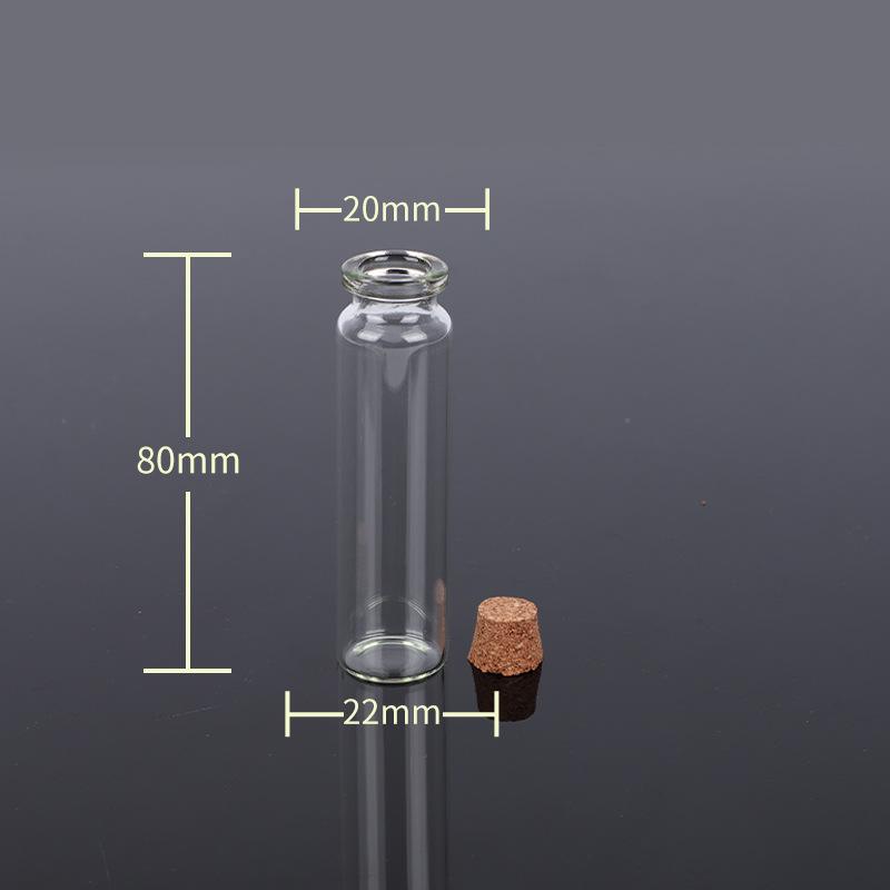 Small Transparent Glass Bottle with Cork Stopper