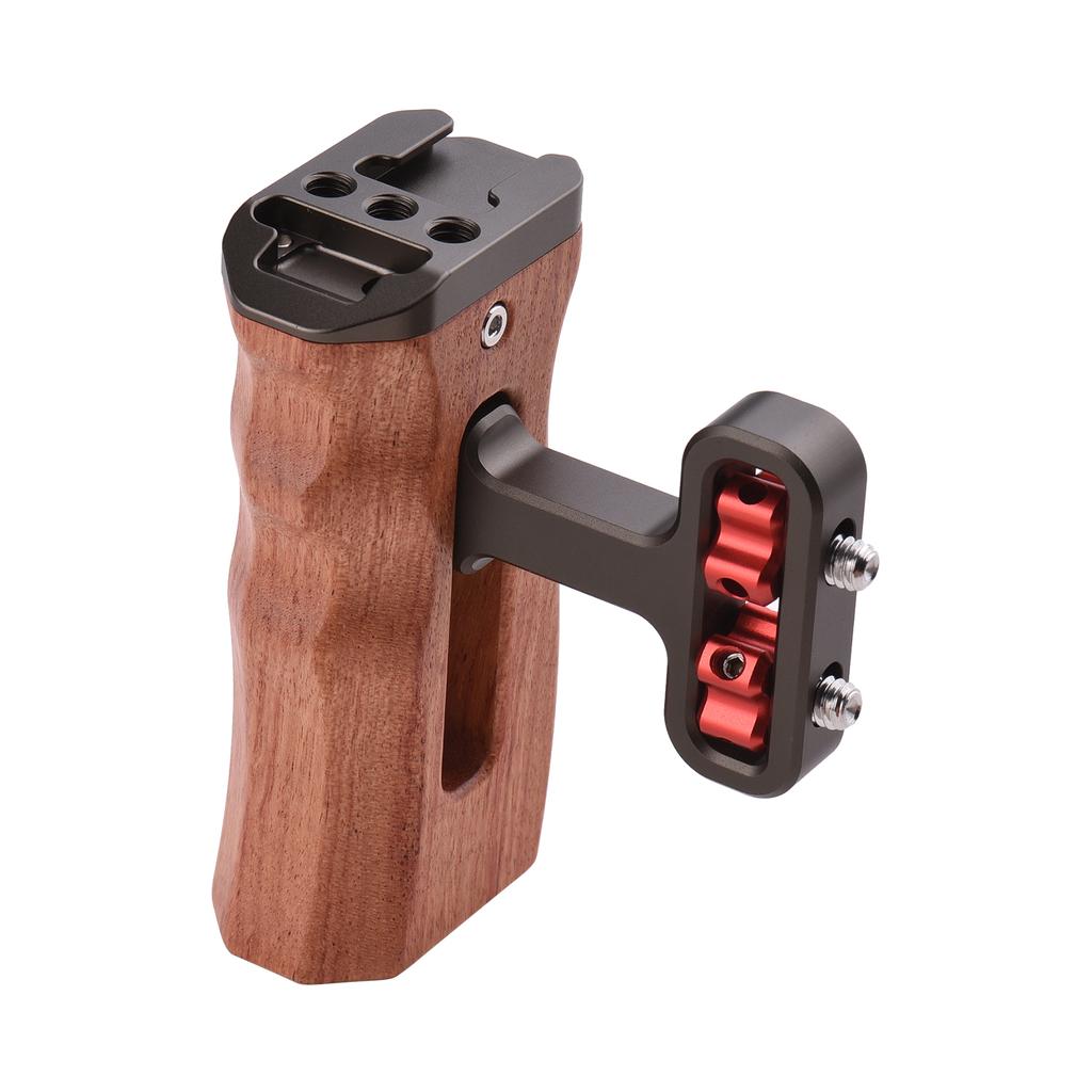 Universal Camera Cage Left Right Side Handle Wooden Hand Grip with 1 4 Screw Hole Cold Shoe Mount for Camera Cage
