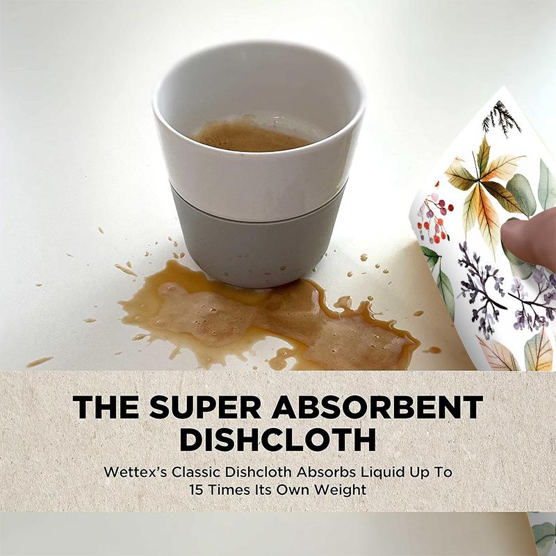 6 шт. Салфетки для мытья посуды в шведском стиле с принтом листьев и цветов, Экологичные кухонные тряпки, Абсорбирующие кухонные полотенца, Многоразовые, Моющиеся чистящие салфетки