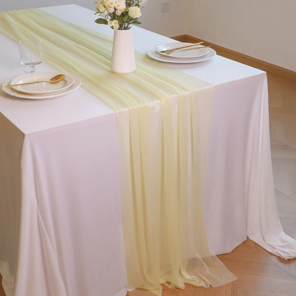 Solid Color Chiffon Table Runner Reusable Gauze Table Runner Wedding Table Runner  Dinning Table