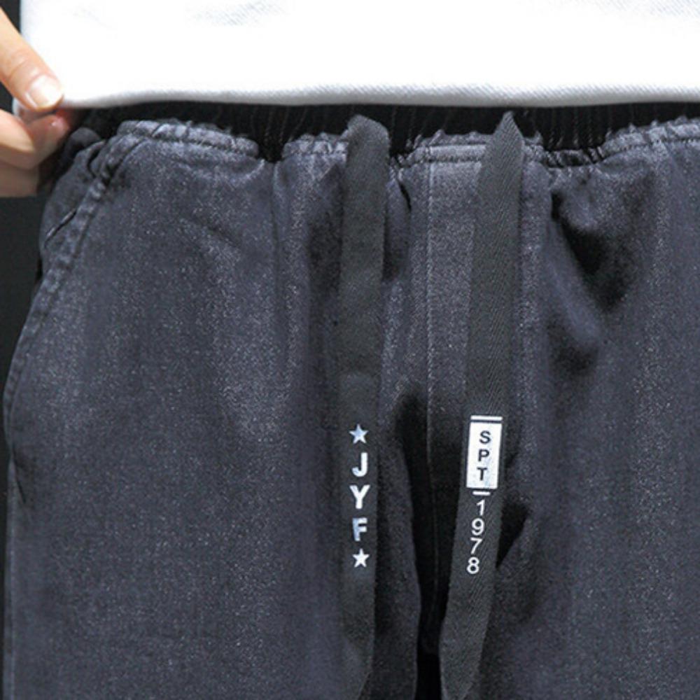 Джинсы больших размеров, мужские свободные джоггеры, уличная одежда, джинсы-шаровары, брюки-карго, джинсовые брюки до щиколотки