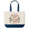 Tote bag - PLANETEE - Clémentine la vie est plus jolie - fond bleu - coton 40x45 cm - grand format