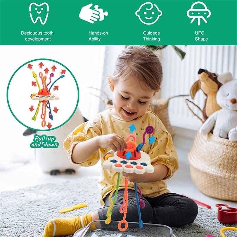 Монтессори Интерактивные развивающие детские сенсорные игрушки на веревке Маленькая силиконовая развивающая игрушка