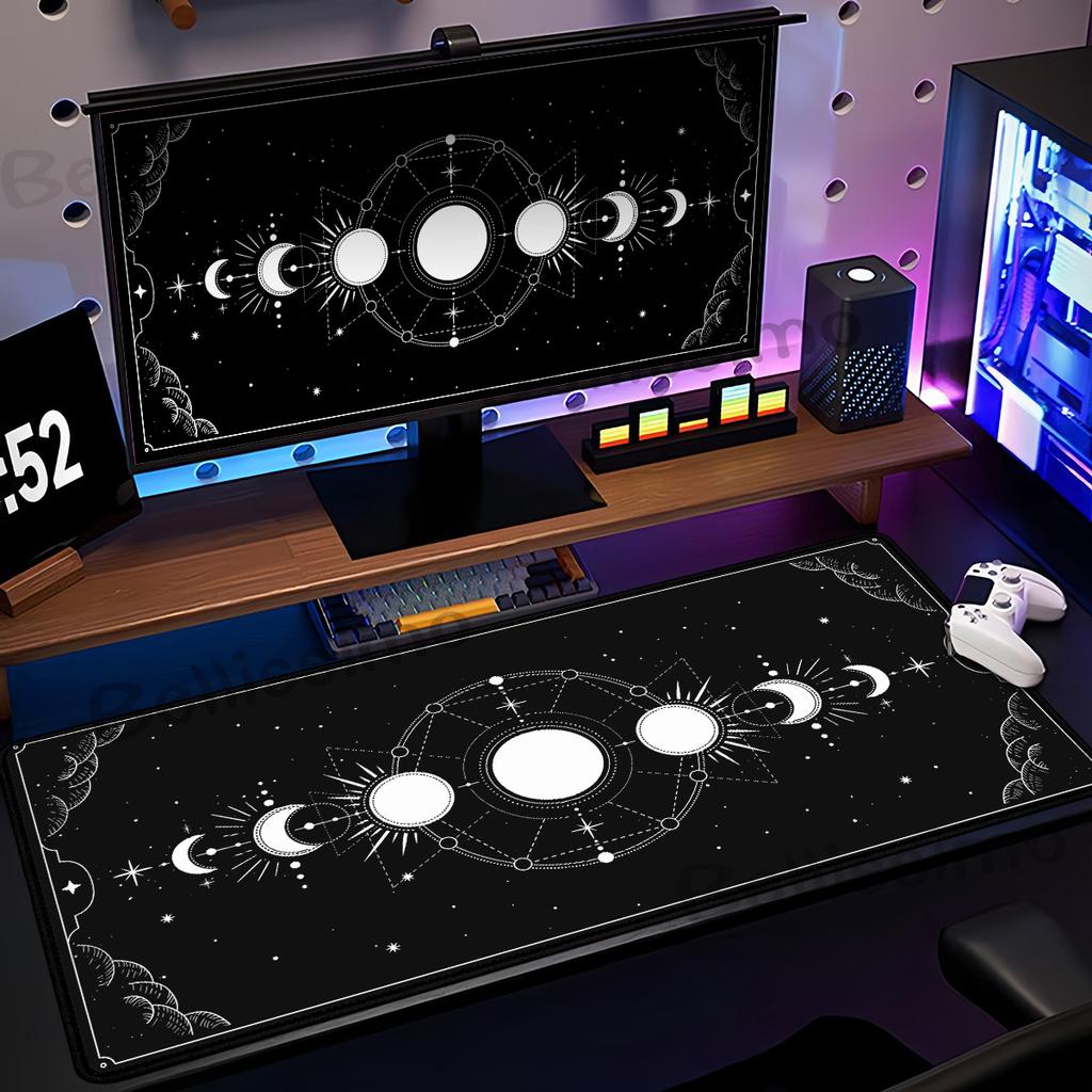 XXL Градиентный Коврик для Мыши Таро PC Большой Игровой Коврик для Мыши Астрология Черно-Белый Коврик для Мыши Эстетичный Небесный Фазы Луны Настольный Коврик HD