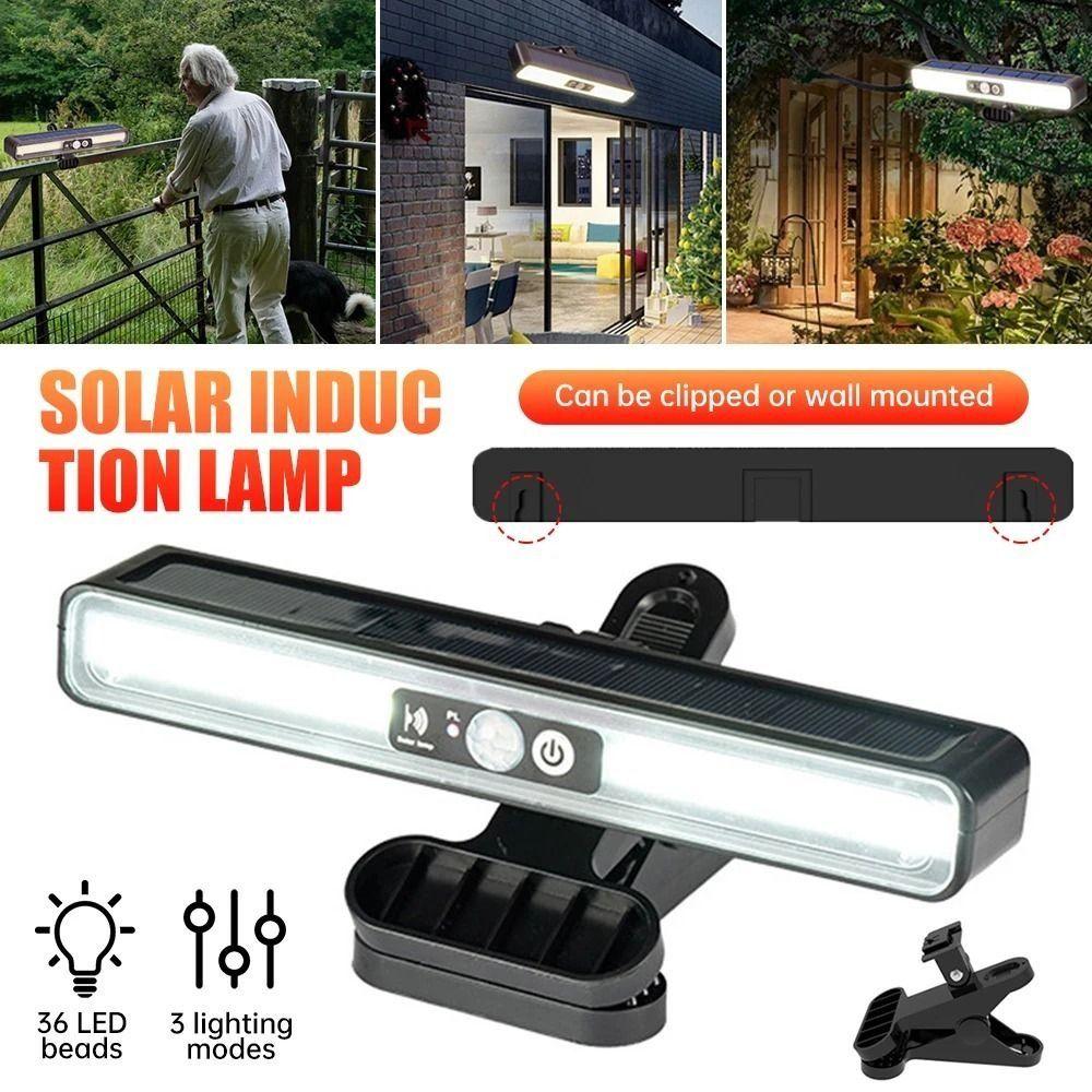 3 Light Modes Outdoor Courtyard Lamp Human Body Sensing LED Solar Light Solar Clip Light  Garden