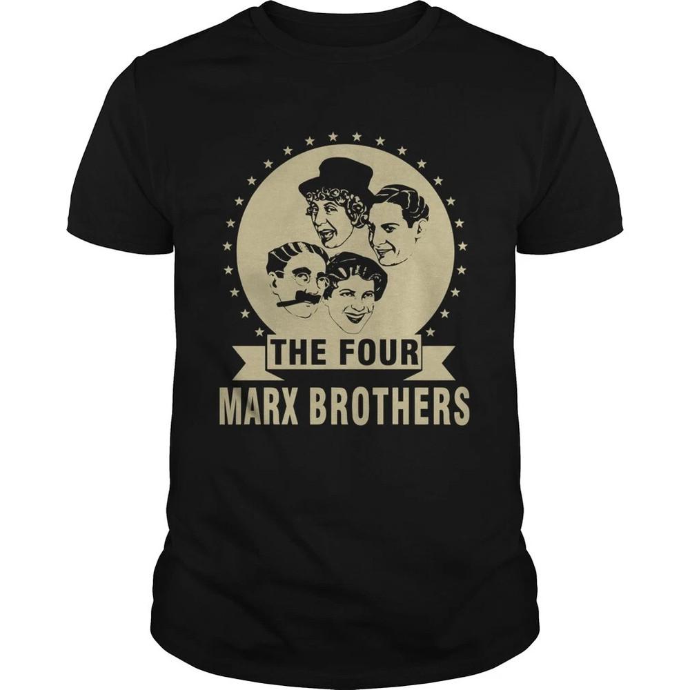 The Four Marx Brothers T Shirt Black Cotton Full Size S-5XL
