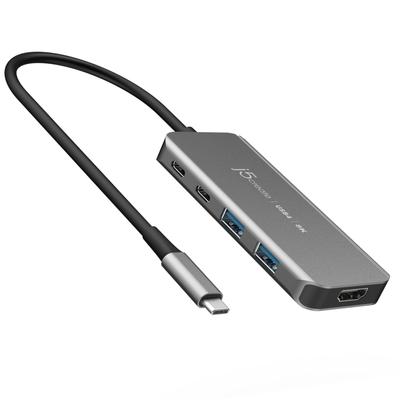 J5create USB C 4 6-в-1 Док-станция USB4 8K60 PD100W USBC Gen2 10 Гбит/с PD100W и Данные 5 Гбит/с Gen2 10 Гбит/с 8K60 4K144 HDMI Тонкий алюминиевый корпус