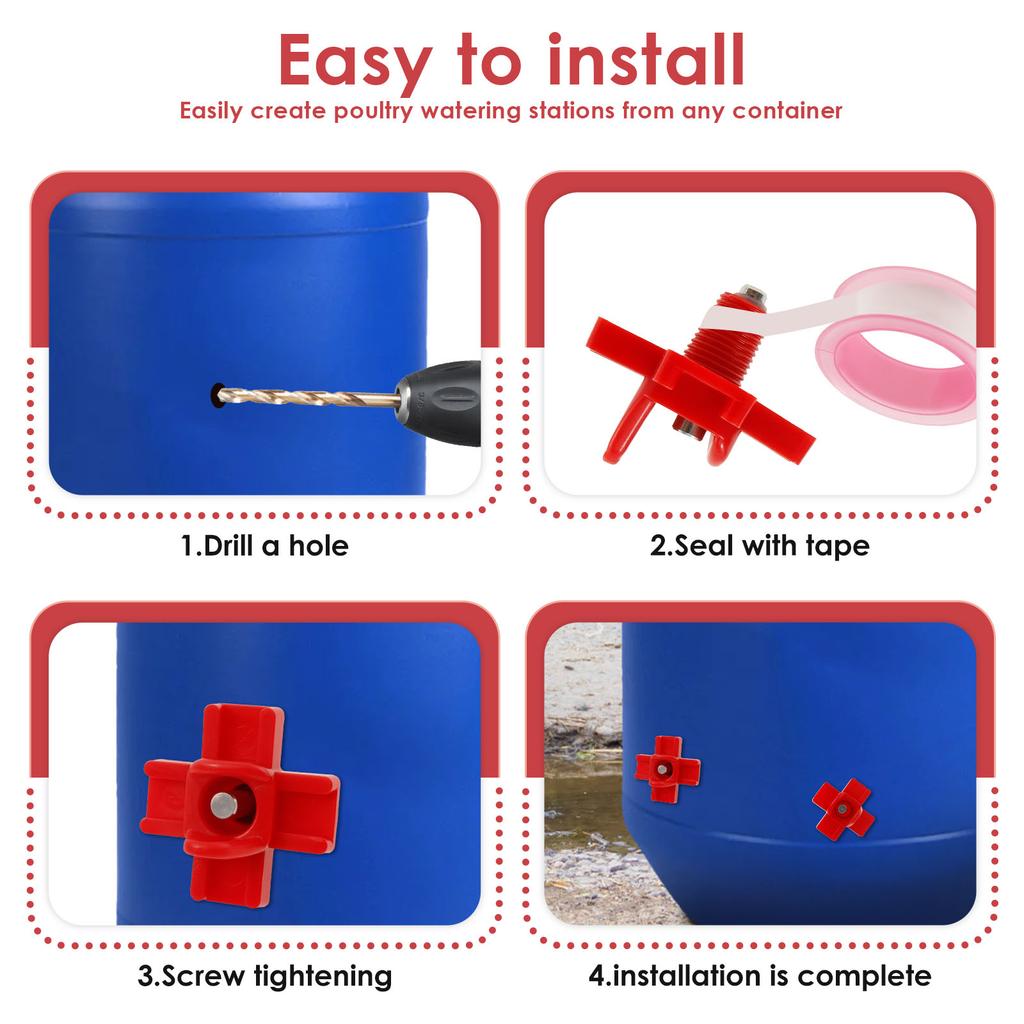 30 шт. Набор ниппелей для поения кур Экономящие воду Горизонтальные боковые ниппели Поилка Герметичный Инструмент для поения домашней птицы