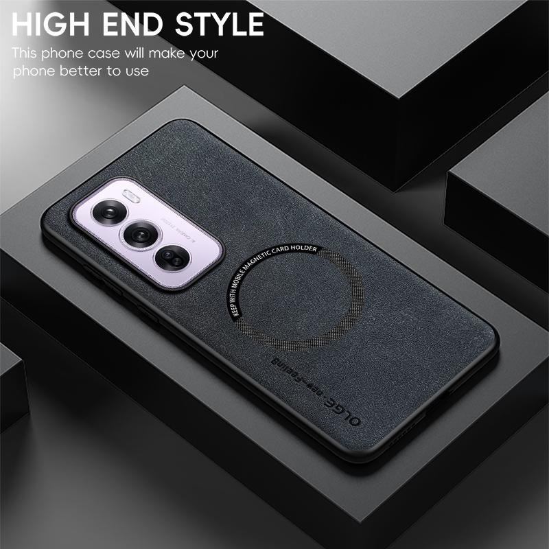 Магнитный ретро кожаный мягкий чехол для OPPO Reno12 Pro Reno 12 Pro 5G Беспроводная зарядка Чехол для телефона
